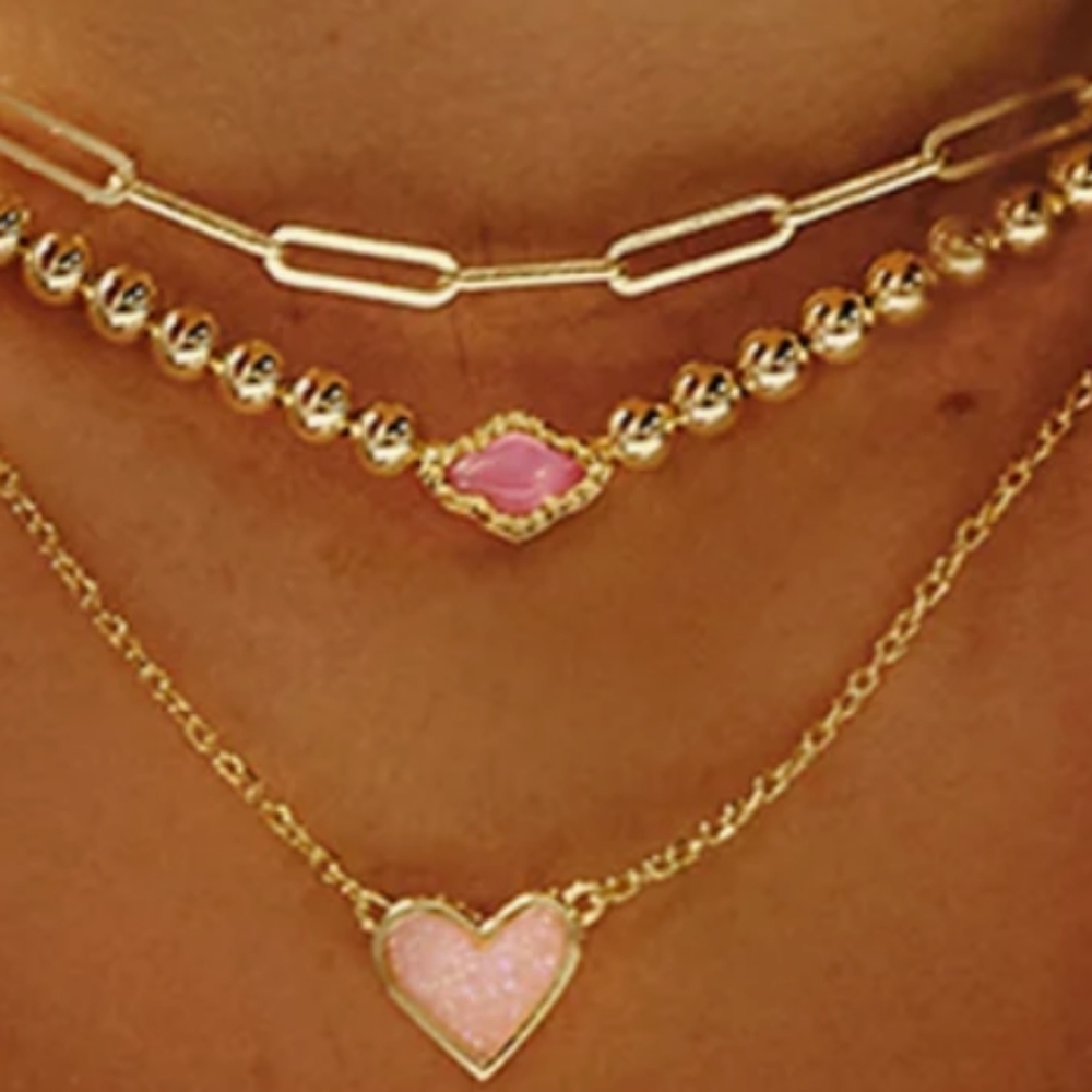 Kendra Scott Abbie Gold Beaded Necklace In Azalea Illusion - Picture 3 of 8